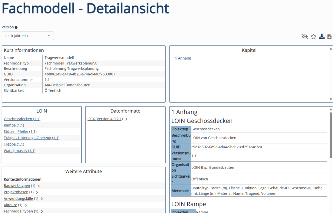 Detailansicht Fachmodell